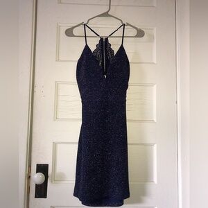 Plunge neck glitter bodycon mini dress
